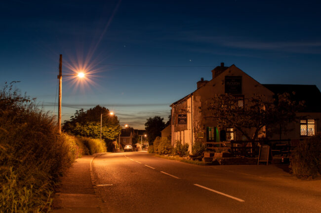 The plough pub at night